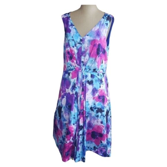 JONES NEW YORK Blue Floral Dress - Size 8 - Picture 1 of 5